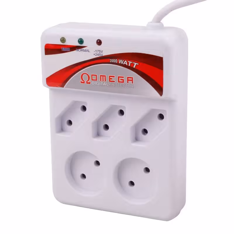 محافظ برق تلویزیون و یخچال فریزر 5 خانه امگا با کابل 3 متری