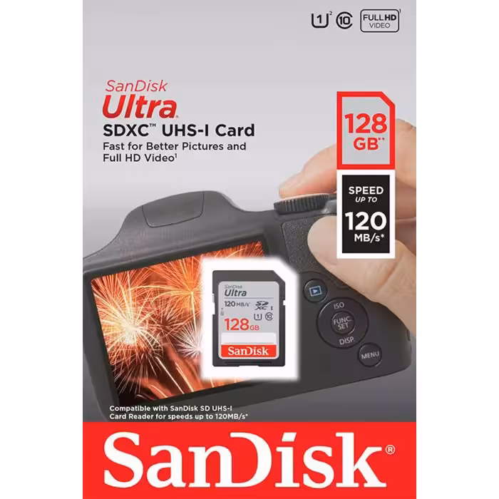 کارت حافظه SDXC سن دیسک مدل Ultra کلاس 10 استاندارد UHS-I U1 سرعت 120MBps ظرفیت 128 گیگابایت