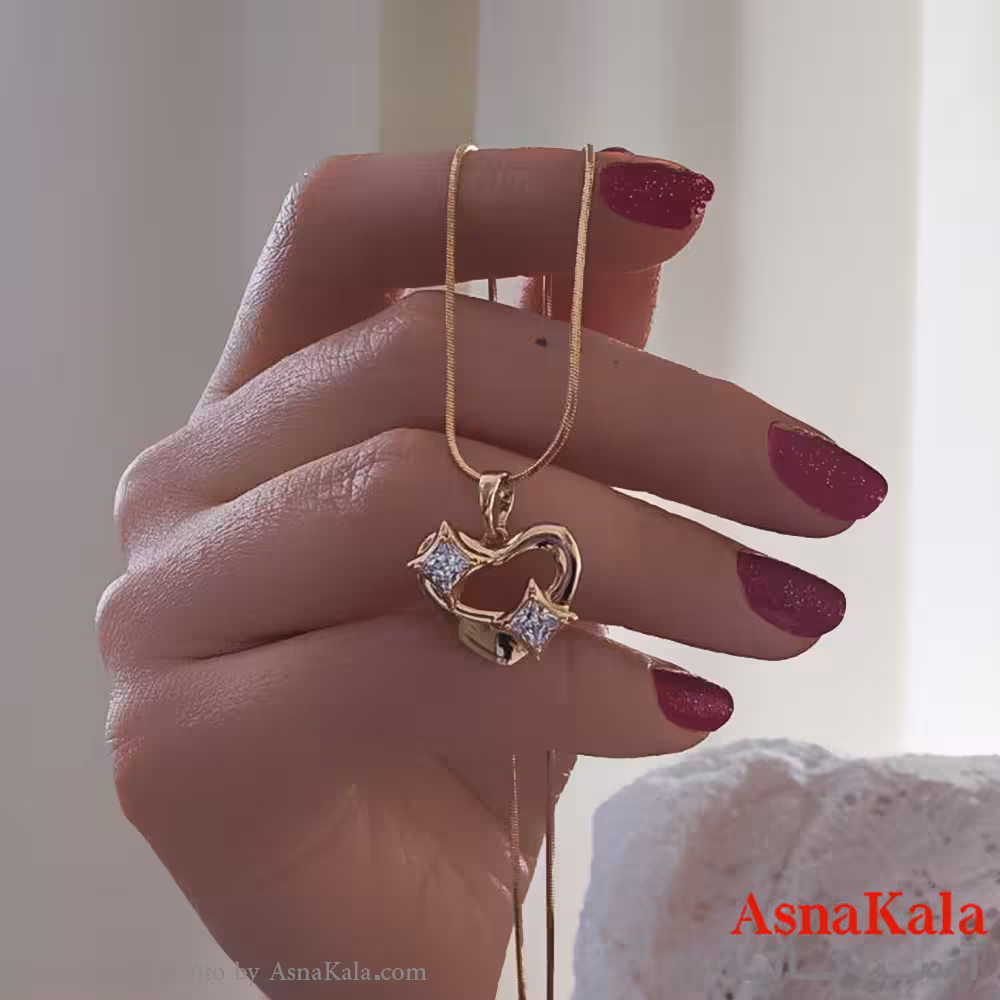 گردنبند ژوپینگ مینیمال دخترانه مدل قلب نگینی کد GNB161113W