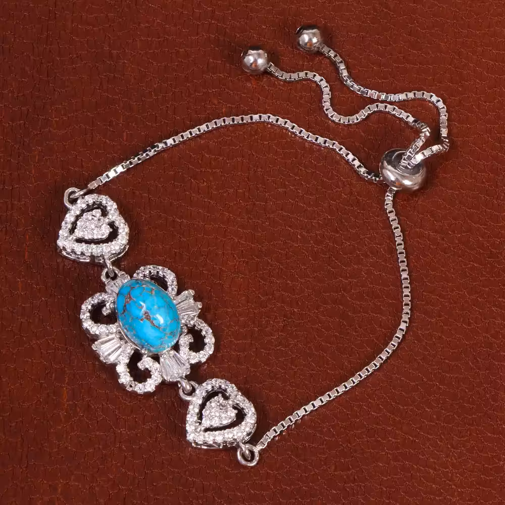 دستبند فیروزه زنانه کد 29943 - جواهری مشاهیر