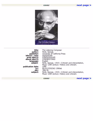 خرید و دانلود نسخه کامل کتاب The Listening Composer (Ernest Bloch Lectures , No 7)
