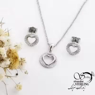 نیمست نقره دایره قلبی عیار925 کد 18141