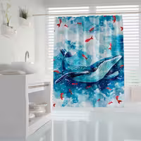پرده حمام دلفین مدل Whale سایز 180×200 سانتی متر
