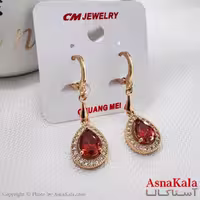 گوشواره آویزی استیل دخترانه مدل یاقوت برند cm کد GSH15915W