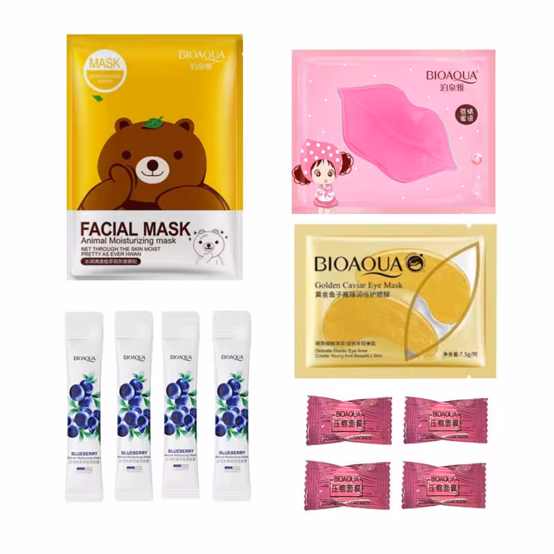 ماسک صورت بایو آکوا مدل 01 بسته 7 عددی به همراه قرص ماسک ورقه ای بسته 4 عددی