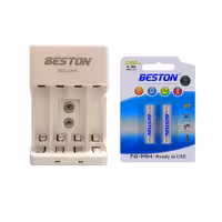 شارژر باتری بستون مدل BST-C705 همراه 2 باتری نیم‌قلمی شارژی 1100mAh