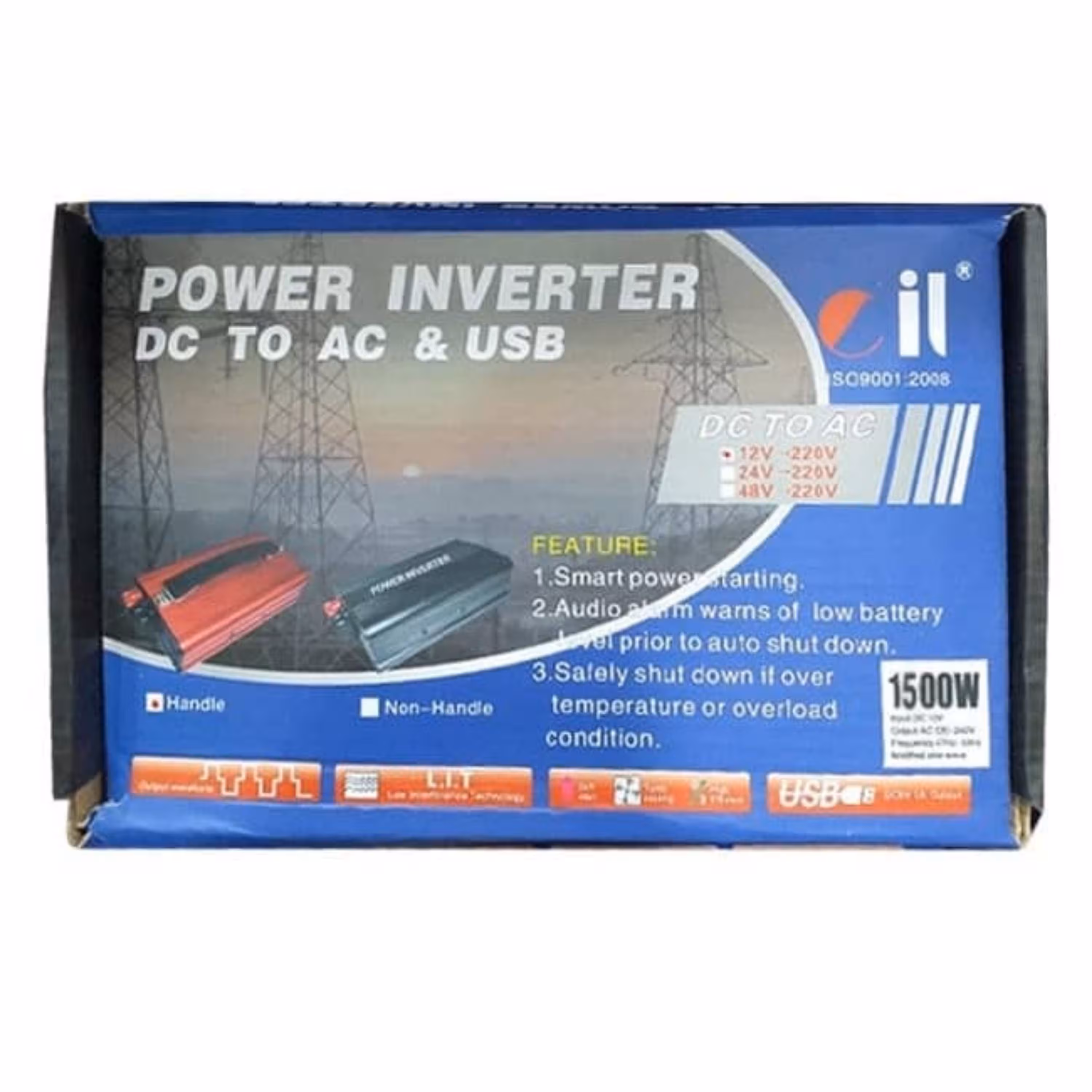 مبدل برق خودرو 1500 وات Inverter CILرنگ قرمز توان مصرفی 1500 وات نوع ولتاژ ورودی