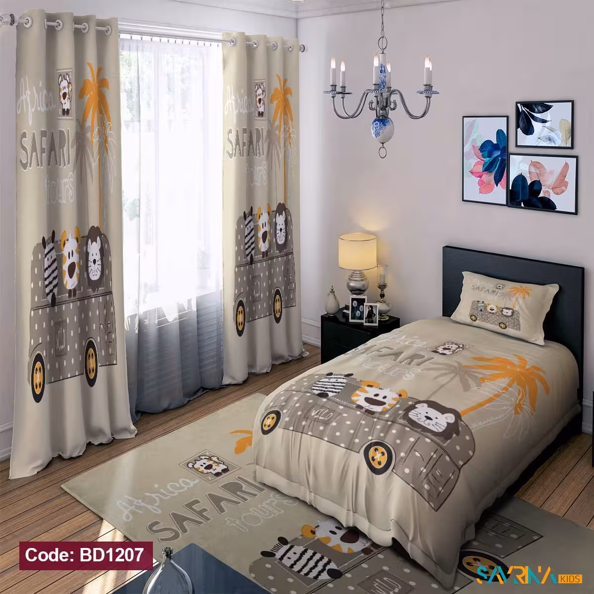 ست اتاق خواب طرح حیوانات جنگل کد BD1207