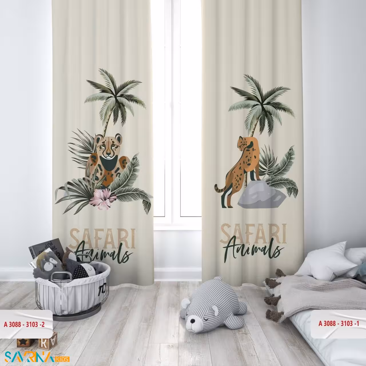 پرده پنلی بچگانه طرح پلنگ وحشی کد A3088