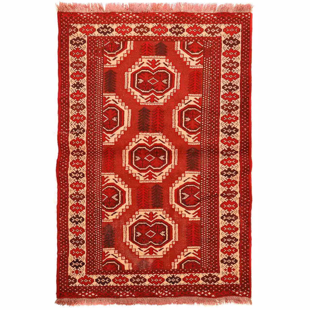 فرش دستباف قدیمی یک متری ترکمن