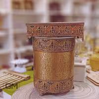 سطل و جا دستمال فلزی آنتیک طرح پروانه
