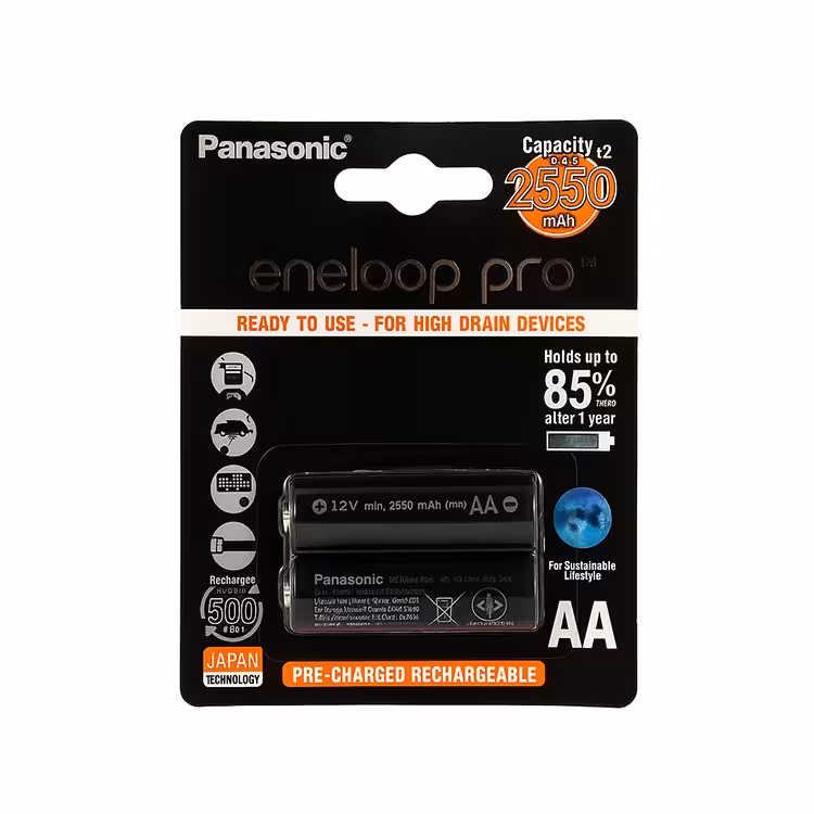 باتری قلمی شارژي Panasonic eneloop 2500 کارتی 2 عددی