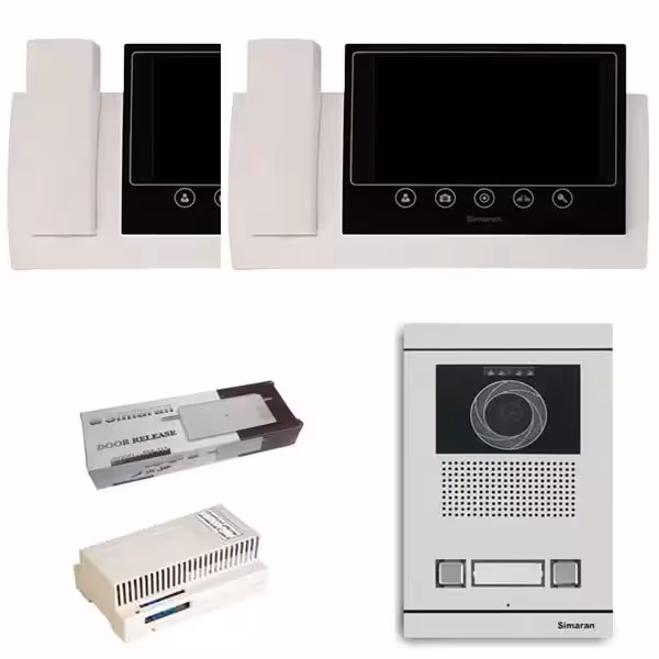 پکیج آیفون تصویری 7 اینچ دو واحد  سیماران مدل HS72TK بدون حافظه با پنل دو فرداد