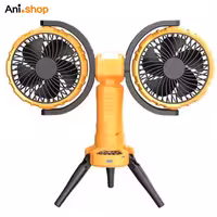 پنکه شارژی چندکاره مدل Double Head Camping Fan with LED Light F7300