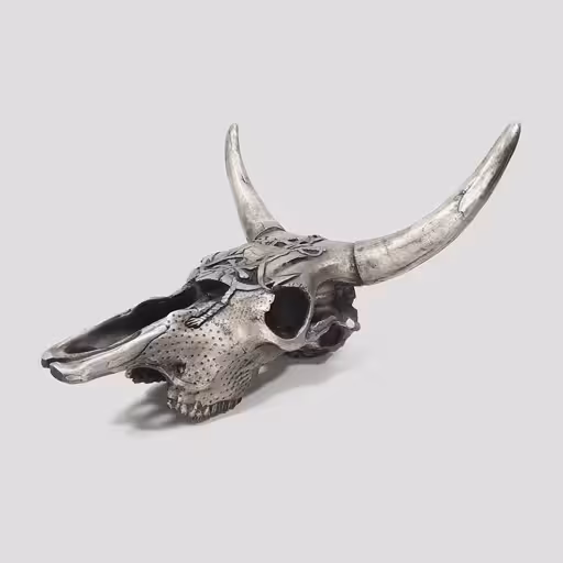 دیوارکوب طرح جمجمه گاومیش (راک) مدل Pirate کد Irz267 رنگ نقره‌ای