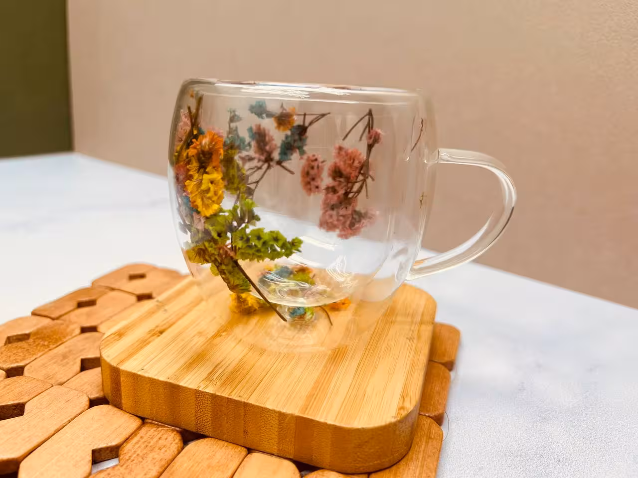 لیوان دوجداره پیرکس گلFL
