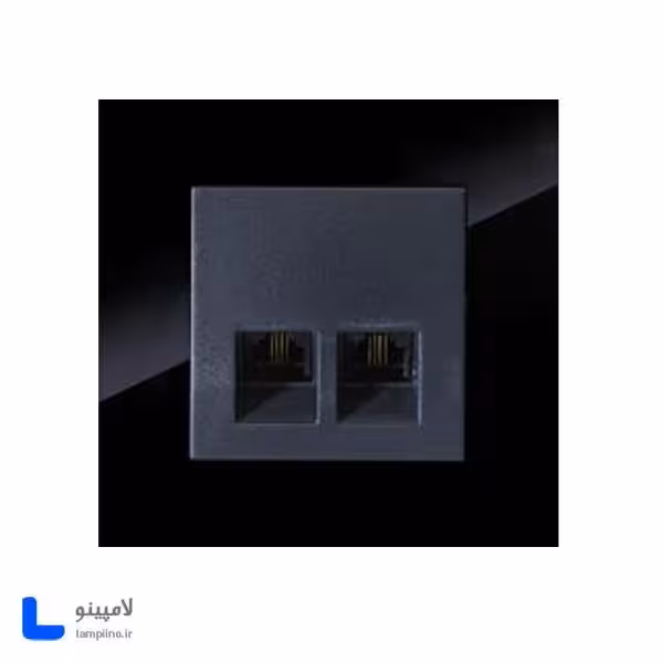 پریز تلفن دوقلو چهار خط دلند مدل آسا پلکسی مشکی