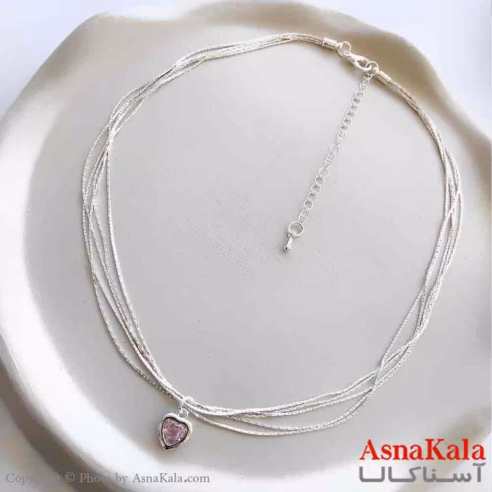 گردنبند زنانه استیل مینیمال مدل ریسه ای قلبی کد GNB161291W