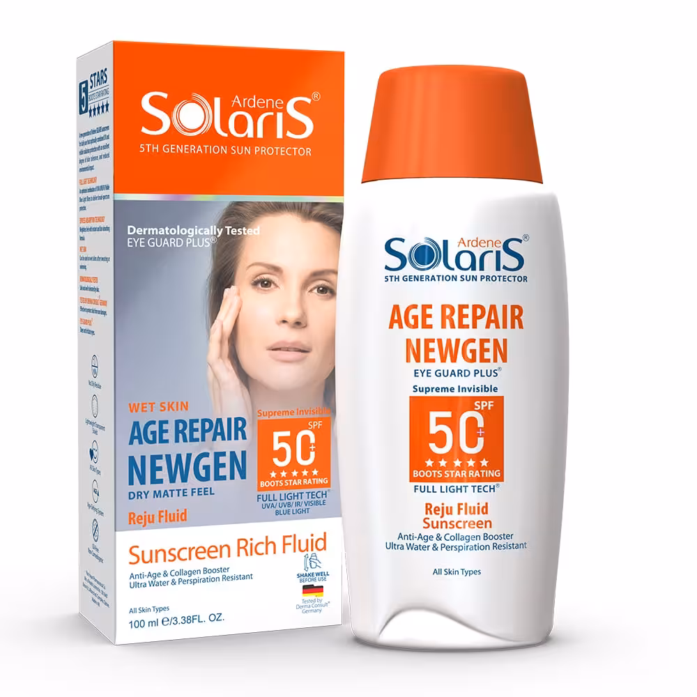 فلوئید ضد آفتاب ضد چروک ایج ریپیر نیوژن SPF50 برند آردن سولاریس فاقد رنگ