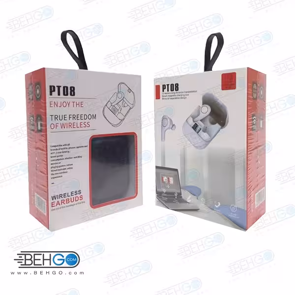 هدفون بی‌ سیم هندزفری بلوتوثی مدل PT08 دو گوش اورجینال HEADSET PT08