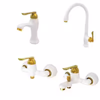 ست شیرالات شیبه مدل یاس سفید طلایی (ارسال رایگان)