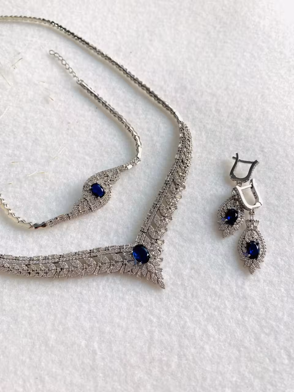 سرویس نقره جواهری زنانه کد 60007