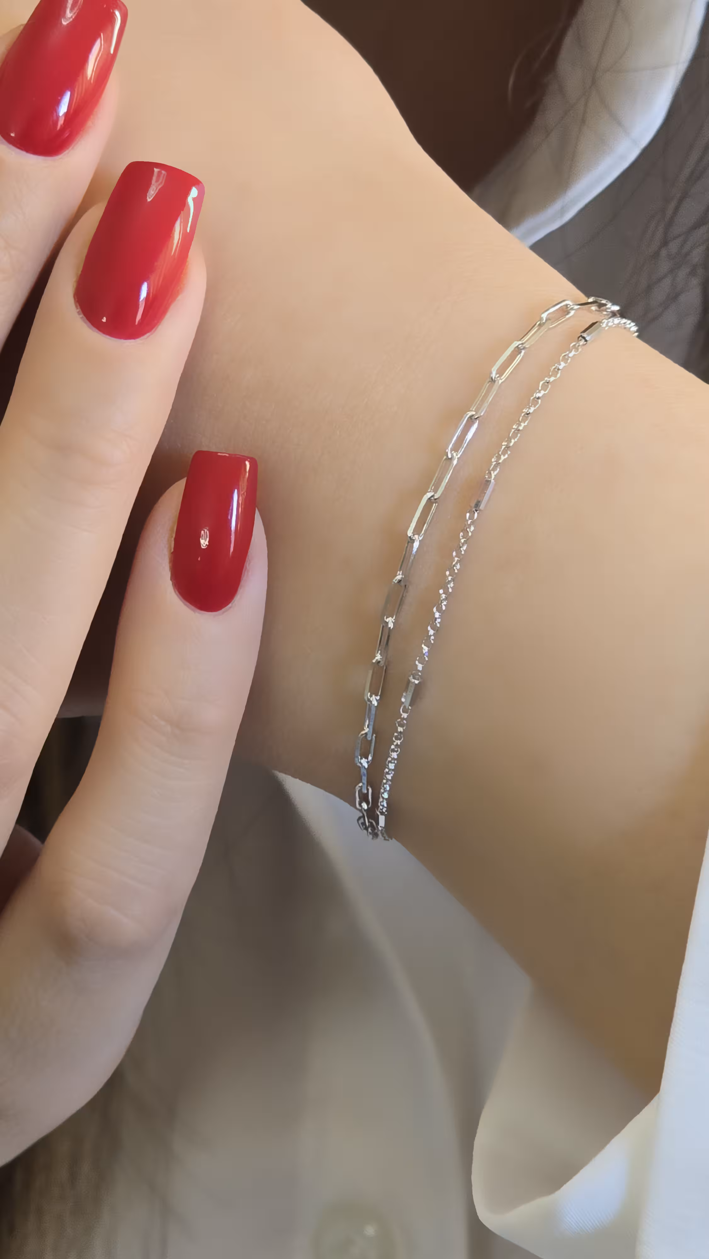 دستبند وارداتی نقره زنانه کد 30693