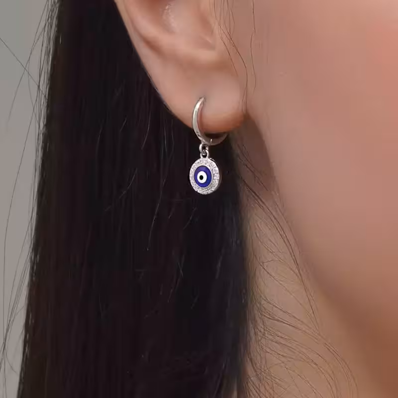گوشواره نقره زنانه طرح چشم نظر