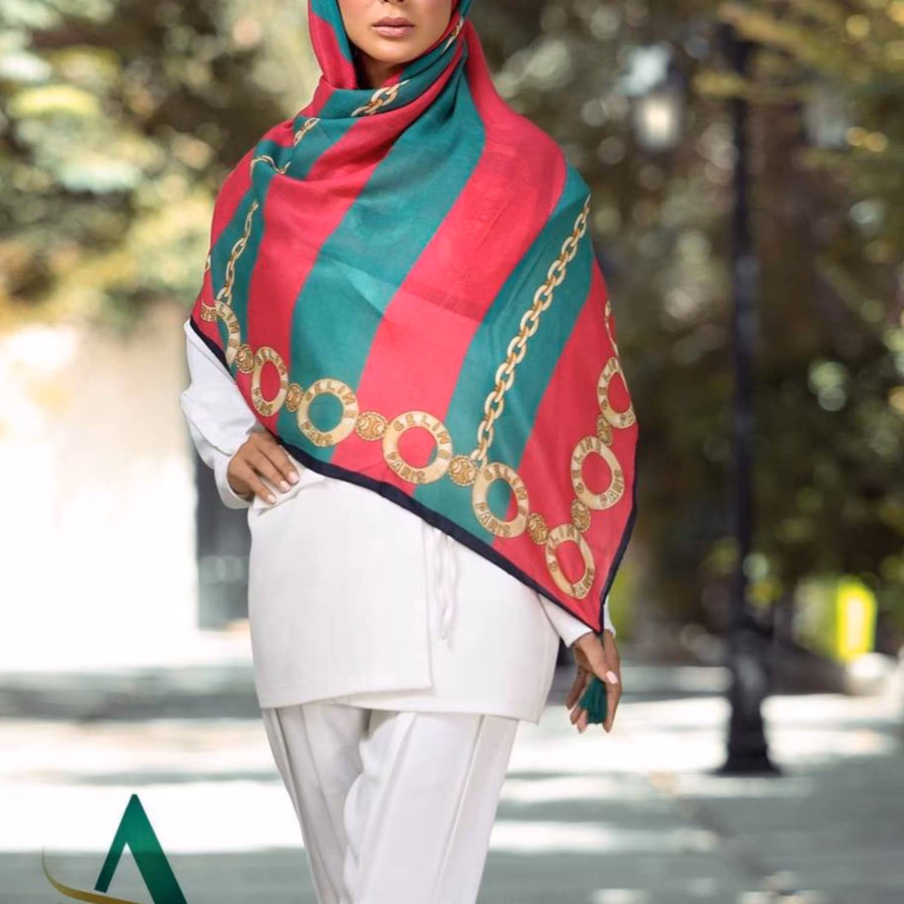 روسری نخی طرح زنجیری1