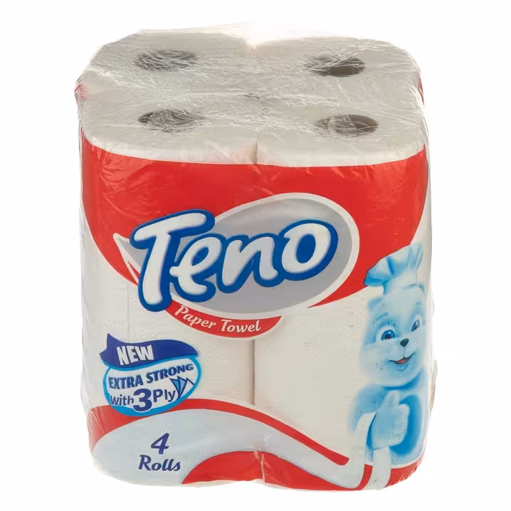 دستمال کاغذی حوله ای تنو مدل 3 لایه بسته 4 عددی 