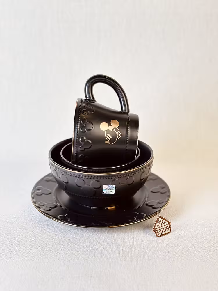 ست ظروف دیزنی مات طرح میکی مشکی کد002977