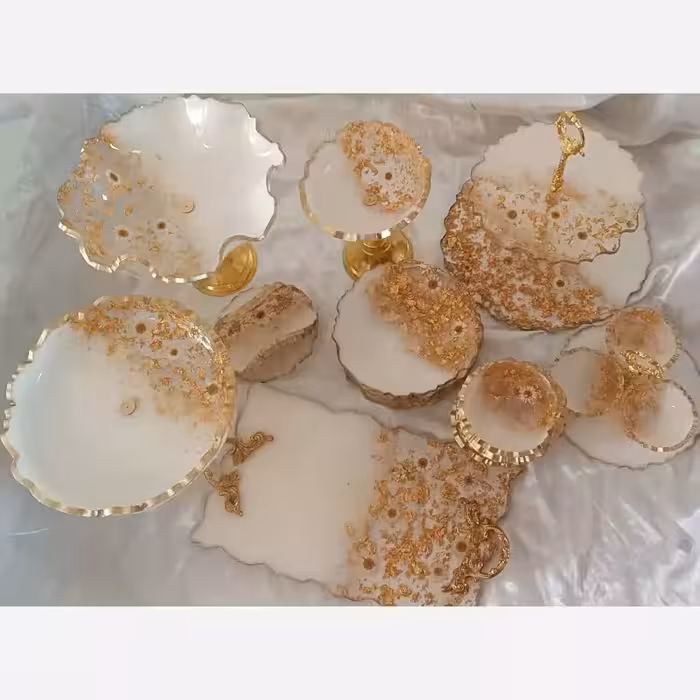 ظروف پذیرایی رزینی 6نفره جهیزیه عروس بابونه