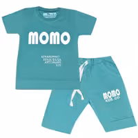 تیشرت و شلوارک پسرانه پنبه لاکرا طرح momo سایز 40 تا 65(2تا14 سال) در 6 رنگ