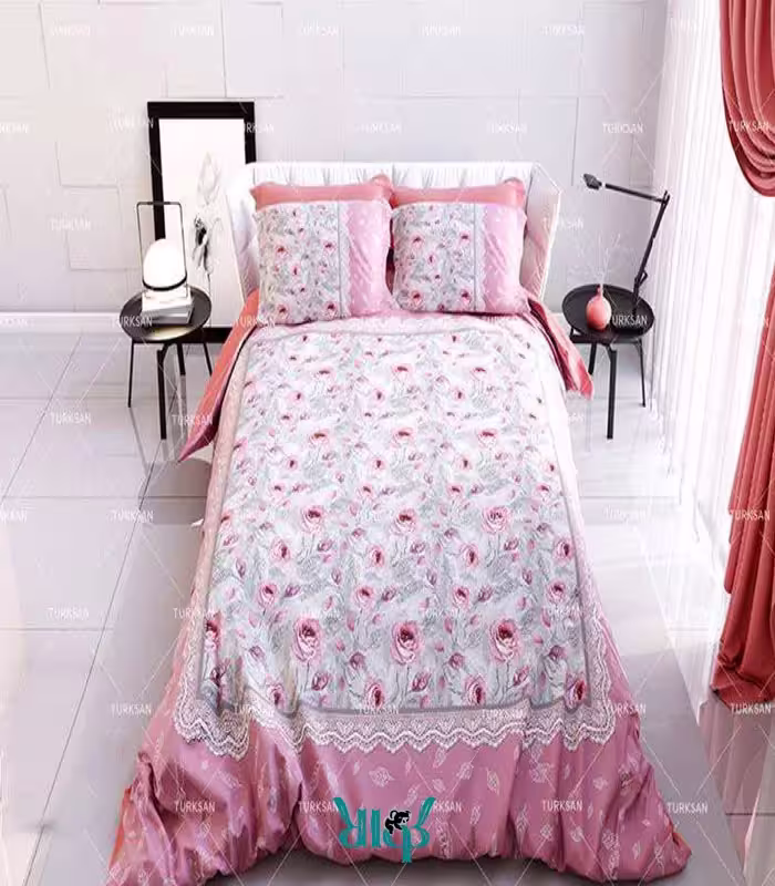 روتختی دونفره طرح گلدار، رنگ صورتی، کد d159
