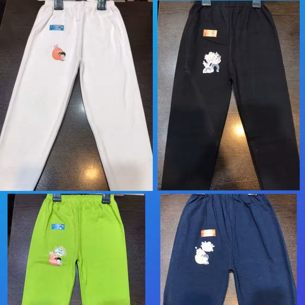 شلوارراحتی بچگانه 2سال تا6ساله قد50تا70 پنبه سوپر فول کیفیت قد از کمر تا مچ پا50-60-70سانتی متر چهاررنگ داره خالص پنبه 
