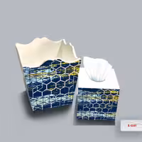 ست سطل و جا دستمال چوبی کودک طرح شش ضلعی کد A4167