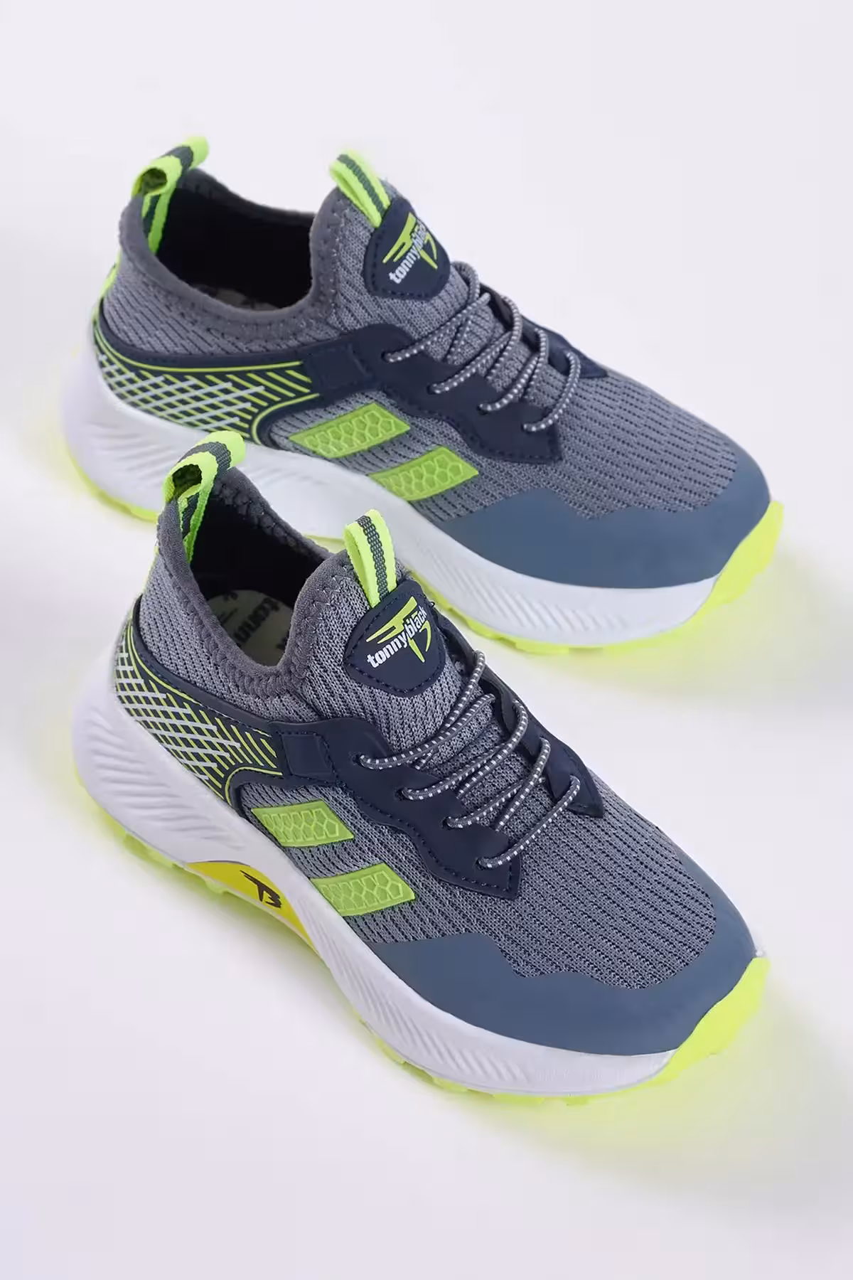 کفش کتانی توری پارچه ای تنفسی راحت کودکانه یونیسکس دودی زرد دودی – 1490