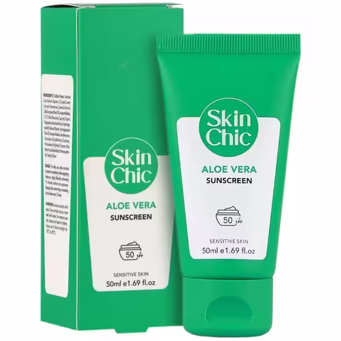 کرم ضد آفتاب 50 SPF عصاره آلوورا اسکین شیک 50 میلی لیتر Skin Chic