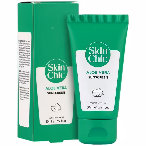 کرم ضد آفتاب 50 SPF عصاره آلوورا اسکین شیک 50 میلی لیتر Skin Chic