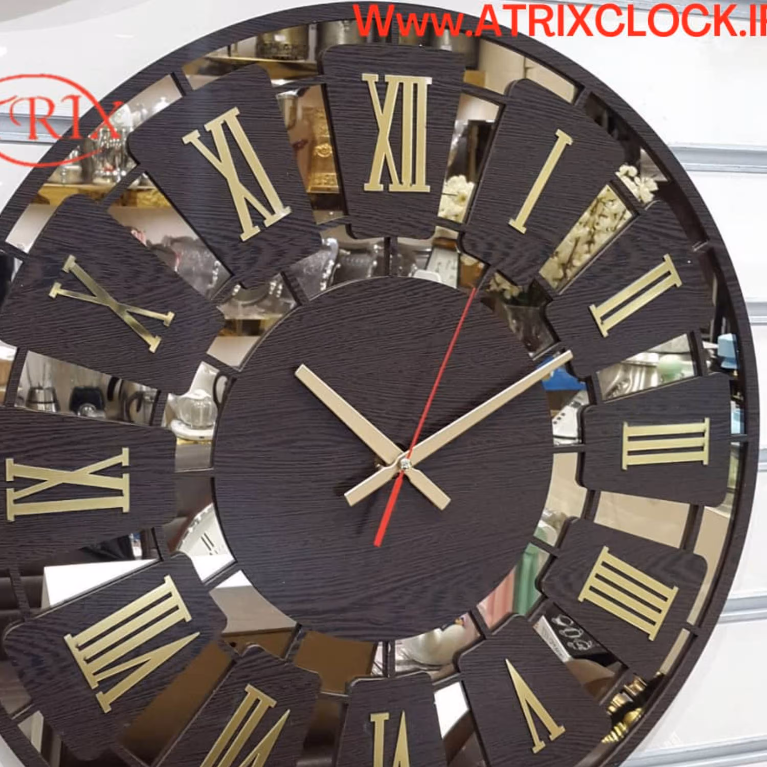 ساعت دیواری آیینه ای آتریکس مدل M10 قهوه ای