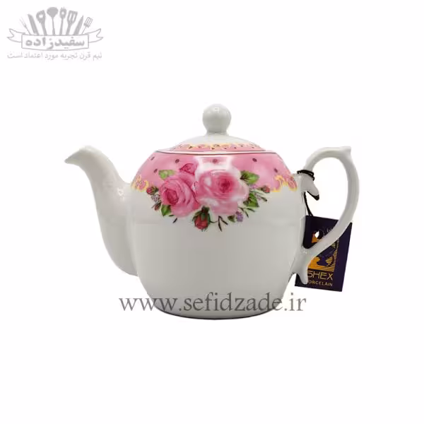 قوری چینی شکس (SHEX) مدل مجید گل صورتی 500ml