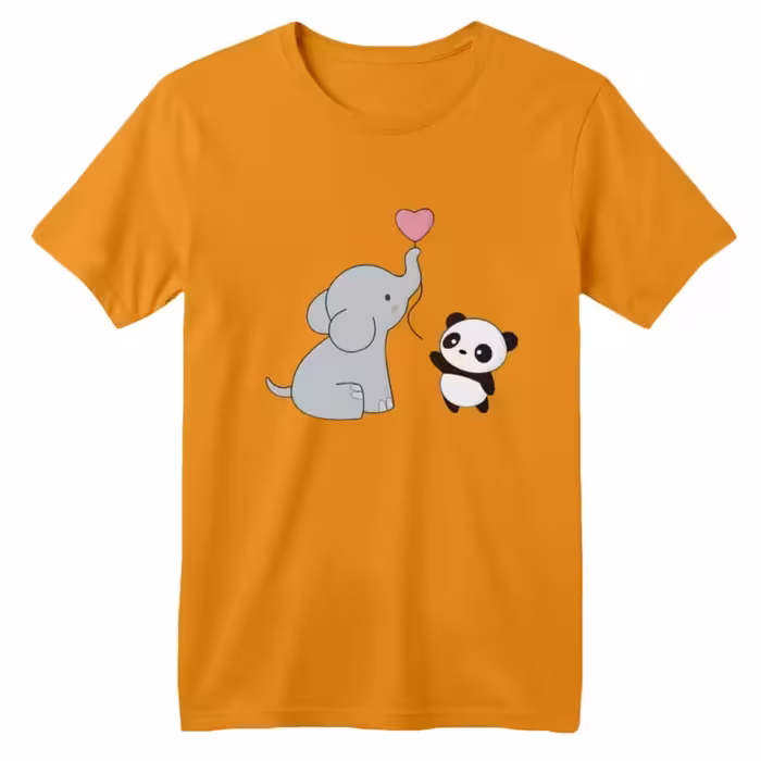 تی شرت آستین کوتاه بچگانه مدل فیل کد 10 رنگ پرتقالی