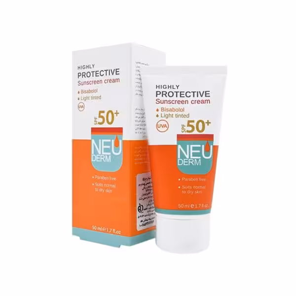 کرم ضد آفتاب نئودرم⁺SPF50 مدل هایلی پروتکتیو Neuderm Highly Protective Sunscreen SPF50⁺ Cream for Normal And Dry Skins