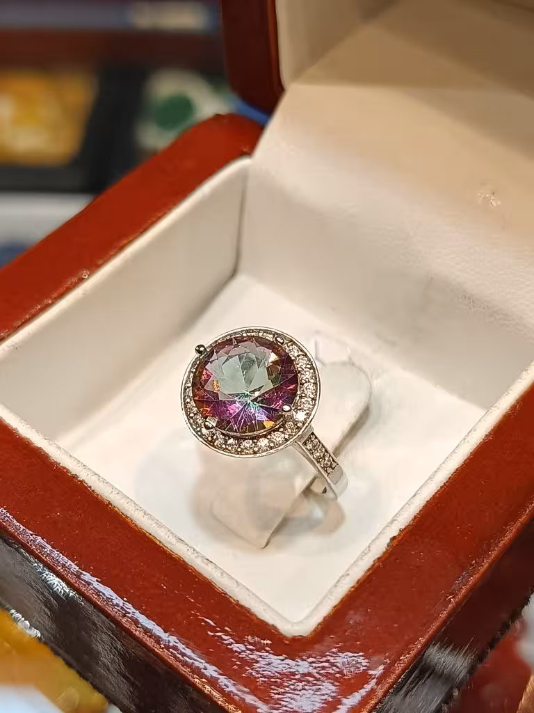 انگشتر نقره زنانه طرح توپاز هفت رنگ – کدr664