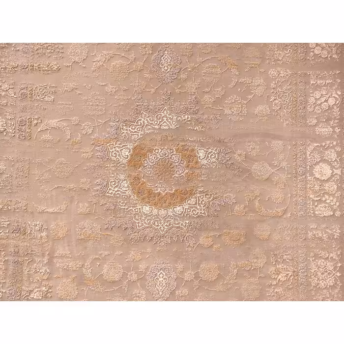  فرش ماشینی زمرد مشهد طرح کهنه نما مدل AN007 زمینه بژ 