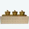 قندان گلد کیش مدل برد کد GK829474 مجموعه 3 عددی به همراه سینی