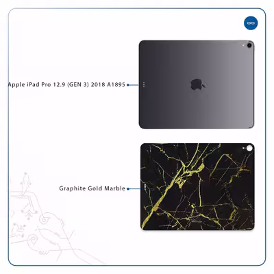 برچسب پوششی ماهوت مدل Graphite-Gold-Marble مناسب برای تبلت اپل iPad Pro 12.9 (GEN 3) 2018 A1895