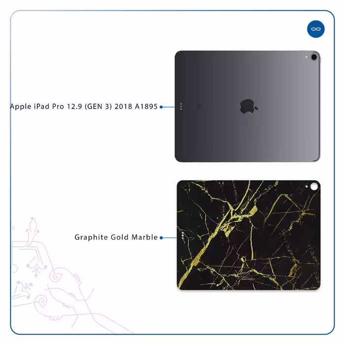 برچسب پوششی ماهوت مدل Graphite-Gold-Marble مناسب برای تبلت اپل iPad Pro 12.9 (GEN 3) 2018 A1895
