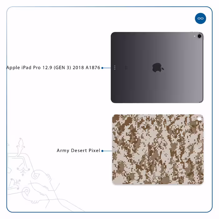 برچسب پوششی ماهوت مدل Army-Desert-Pixel مناسب برای تبلت اپل iPad Pro 12.9 (GEN 3) 2018 A1876