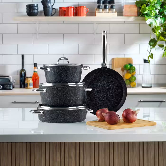 سرویس قابلمه گرانیت نچسب و نسوز 7 پارچه Schafer مدل Dark Millard مشکی